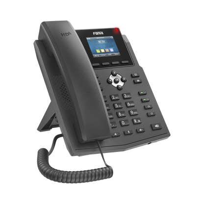 Teléfono IP empresarial para 4 líneas SIP con pantalla LCD de 2.4 pulgadas a color, Opus y conferencia de 6 participantes, PoE.