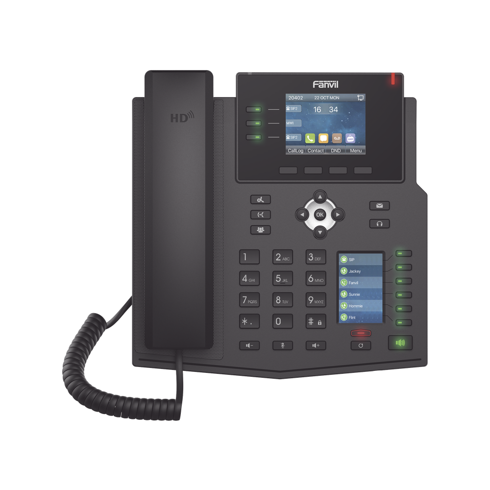 Teléfono IP Empresarial con Estándares Europeos, 12 lineas SIP con pantalla a color, 30 teclas DSS/BLF, puertos Gigabit, IPv6, Opus , PoE/DC