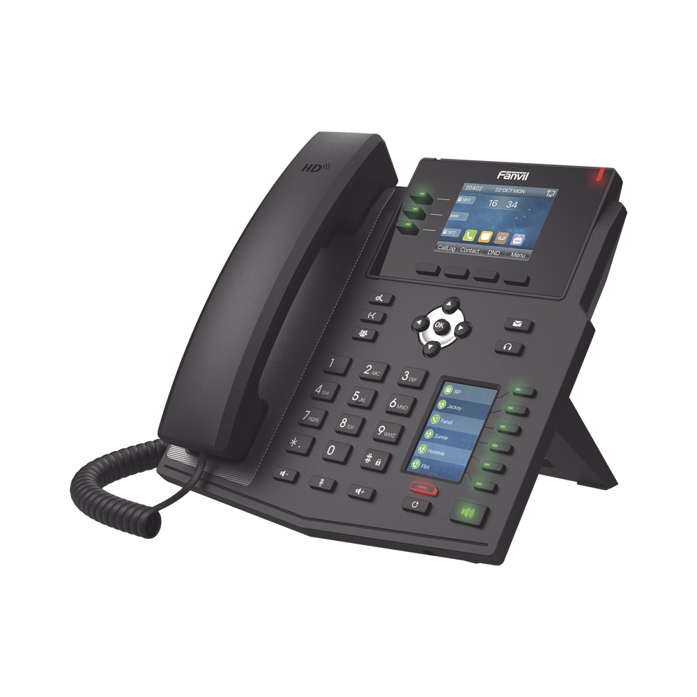 Teléfono IP Empresarial con Estándares Europeos, 12 lineas SIP con pantalla a color, 30 teclas DSS/BLF, puertos Gigabit, IPv6, Opus , PoE/DC