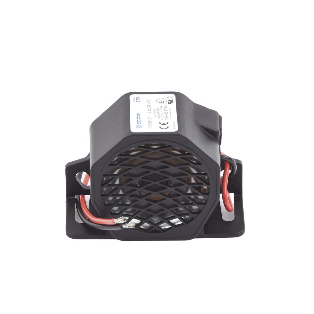 Alarma de reversa vehicular, 12-24 Vcc, 107 dBA