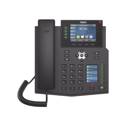 Teléfono IP Empresarial con Estándares Europeos, 16 líneas SIP con pantalla LCD a color 3.5", 30 teclas DSS/BLF, puertos Gigabit, IPv6, Opus y conferencia de 3 vías, PoE/DC