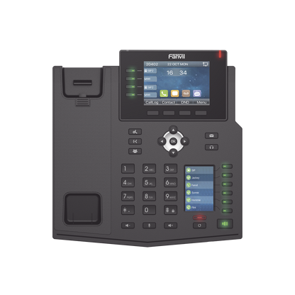 Teléfono IP Empresarial con Estándares Europeos, 16 líneas SIP con pantalla LCD a color 3.5", 30 teclas DSS/BLF, puertos Gigabit, IPv6, Opus y conferencia de 3 vías, PoE/DC