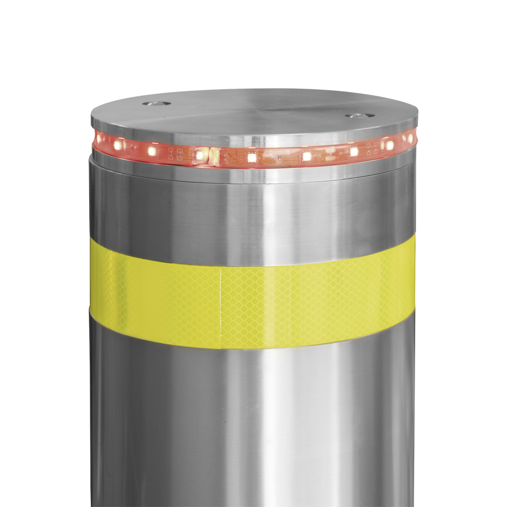 Bolardo Hidráulico Antiembestida 220 mm × 600 mm / Acero Inoxidable 304 / 200,000 J de Resistencia al Impacto / Bomba Hidráulica Integrada / Ciclo de 4 seg / 100 Ciclos por Hora