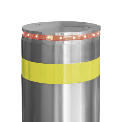 Bolardo Hidráulico Antiembestida 220 mm × 600 mm / Acero Inoxidable 304 / 200,000 J de Resistencia al Impacto / Bomba Hidráulica Integrada / Ciclo de 4 seg / 100 Ciclos por Hora