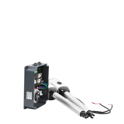 Kit de brazos para automatizar portones vehiculares abatibles de 2 hojas/ 3 Mts / 300 Kg / Uso solo residencial / Compatible con respaldo de energía