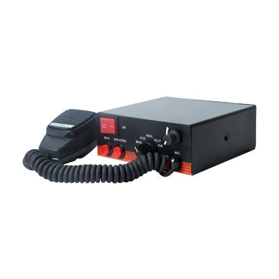 Sirena Vehicular de 200W de Potencia, Con Switch Giratorio de 6 posiciones, Micrófono de Uso Rudo e Interconexión a Radio