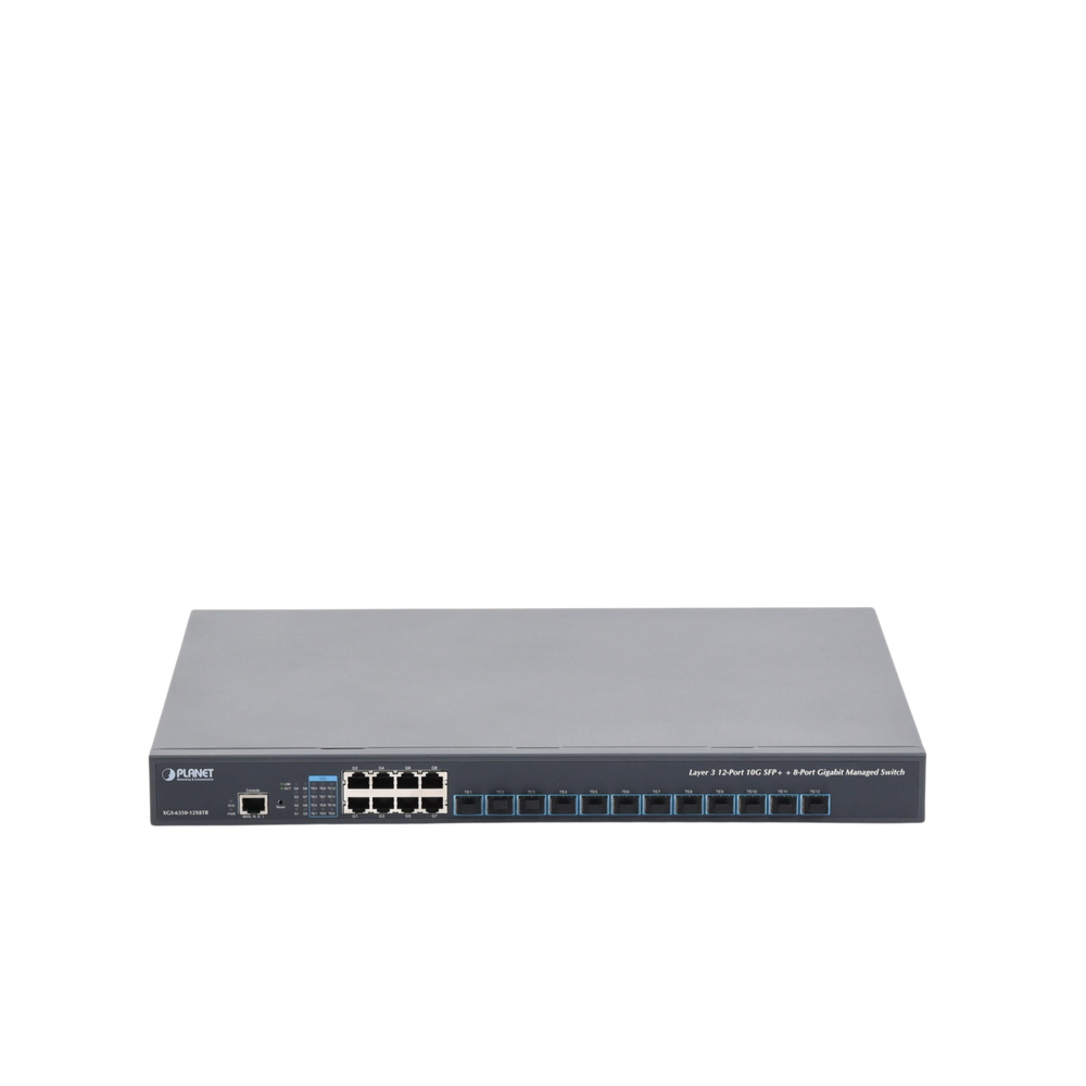 Switch Administrable Capa 3, 12 Puertos SFP de 10G, 8 Puertos 10/100/1000T, Con Alimentación Redundante (2 Fuentes de Alimentación AC).