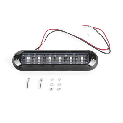 Luz Auxiliar Ultra Brillante IP67 de 6 LEDs, Color Azul, con mica transparente y bisel negro