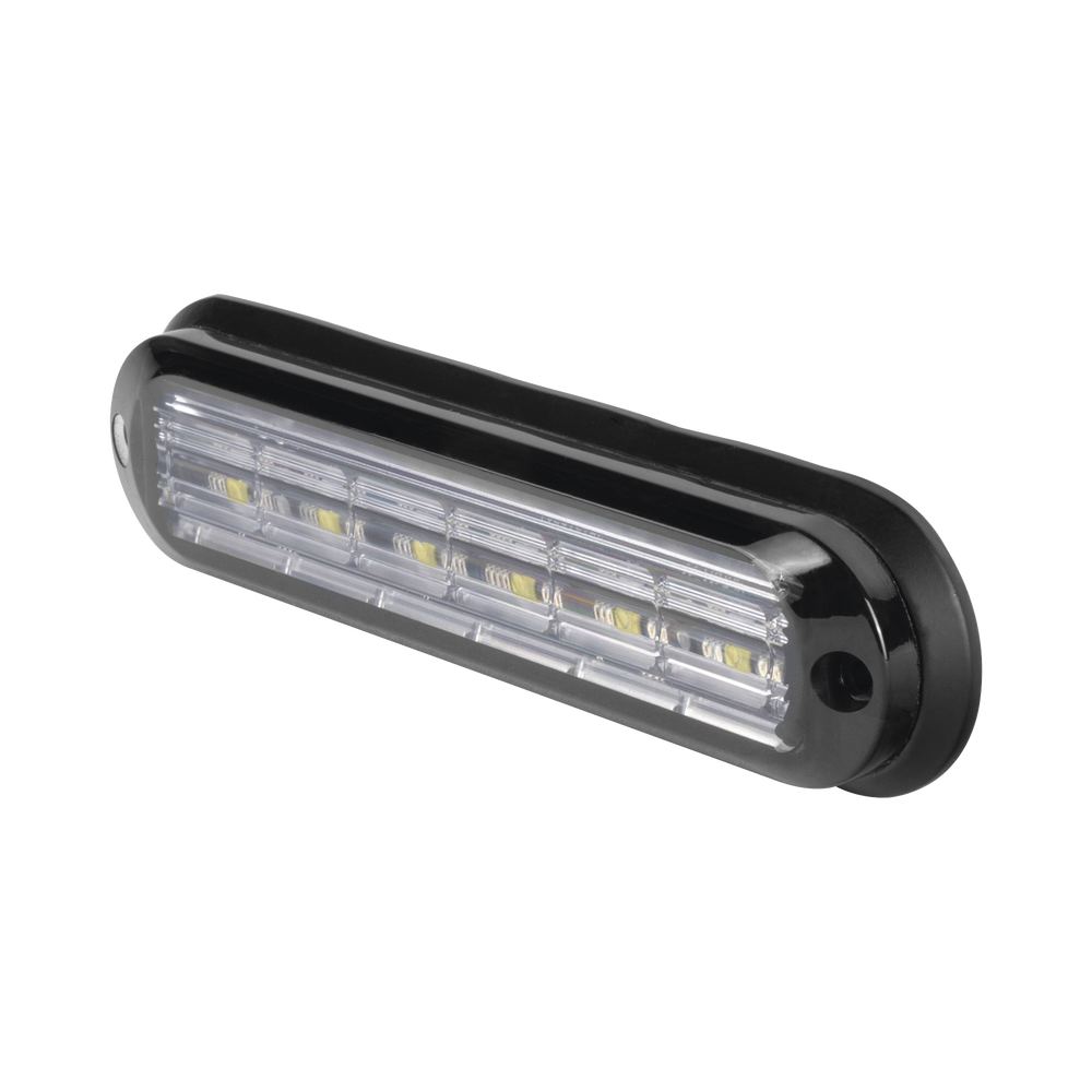 Luz Auxiliar Ultra Brillante  IP67 de 6 LEDs, Color Rojo/Azul, con mica transparente y bisel negro