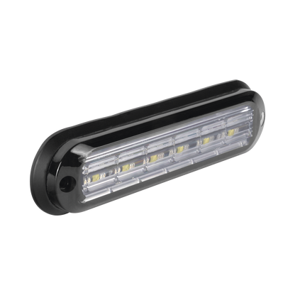 Luz Auxiliar Ultra Brillante  IP67 de 6 LEDs, Color Rojo/Claro, con mica transparente y bisel negro