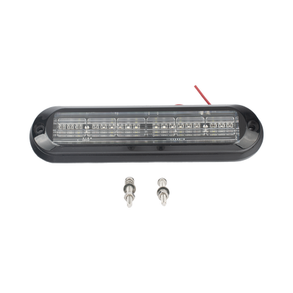 Luz Auxiliar, Ultra Brillante, IP67, 18 LEDs, Tricolor, Color Rojo/Claro/Azul, con mica transparente y bisel negro