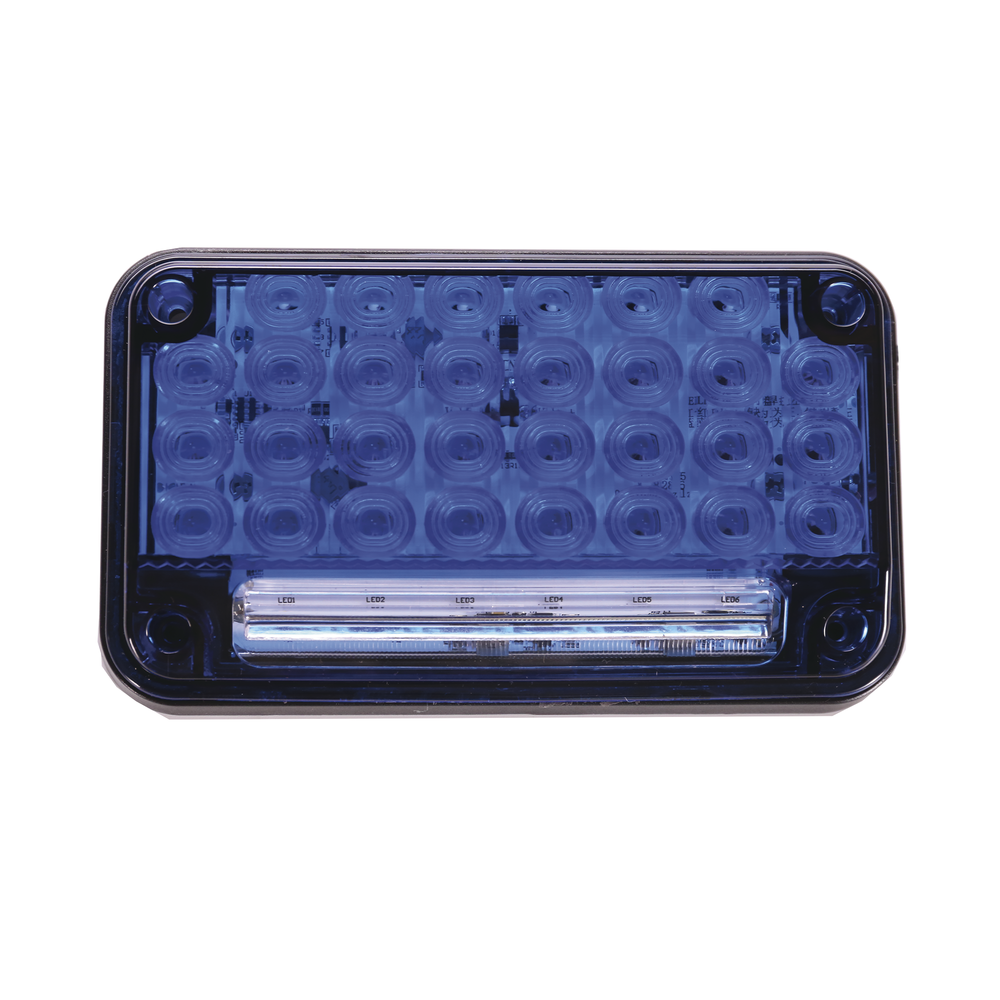 Luz de Advertencia de 7X4", Color Azul, Con Luz de Trabajo, Ideal para Ambulancias