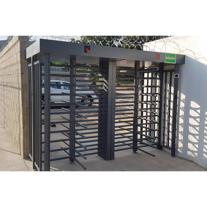 Torniquete Doble / Cuerpo Completo / Interior/Exterior / 100% Acero con Pintura Gris / EJE CENTRAL de Acero Inoxidable / Acabado de Lujo / Alto Tráfico