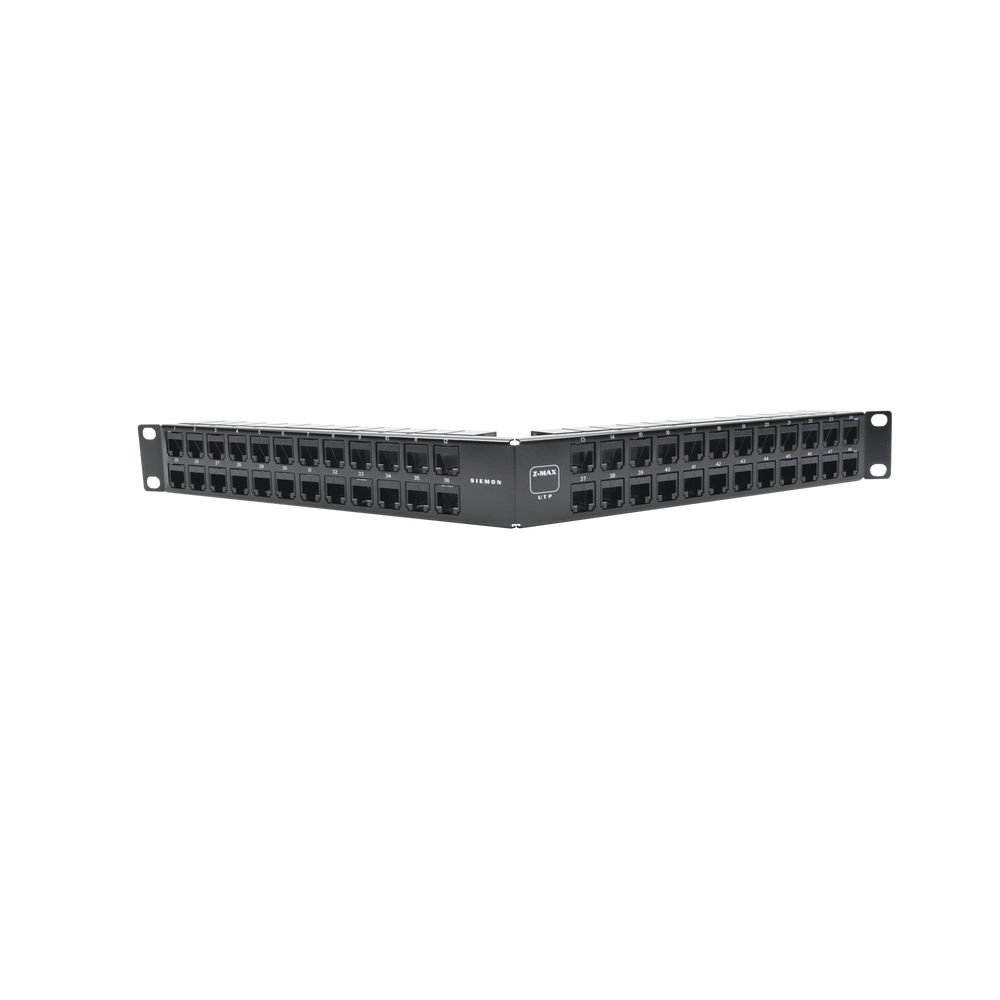 Patch Panel UTP Z-MAX Categoría 6A, de 48 Puertos, Angulado, 1UR