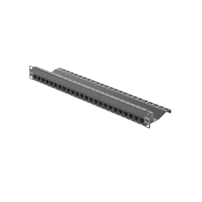 Patch Panel Z-Max de 24 Puertos, Blindado, Precargado con Jacks Categoría 6A, Plano, 1UR