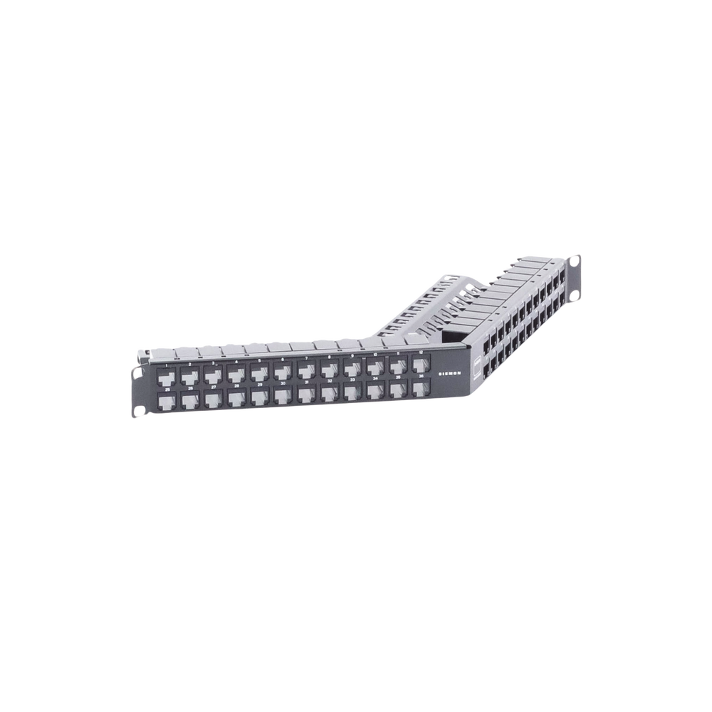 Patch Panel Z-Max de 48 Puertos, Blindado, Precargado con Jacks Categoría 6A, Angulado, 1UR
