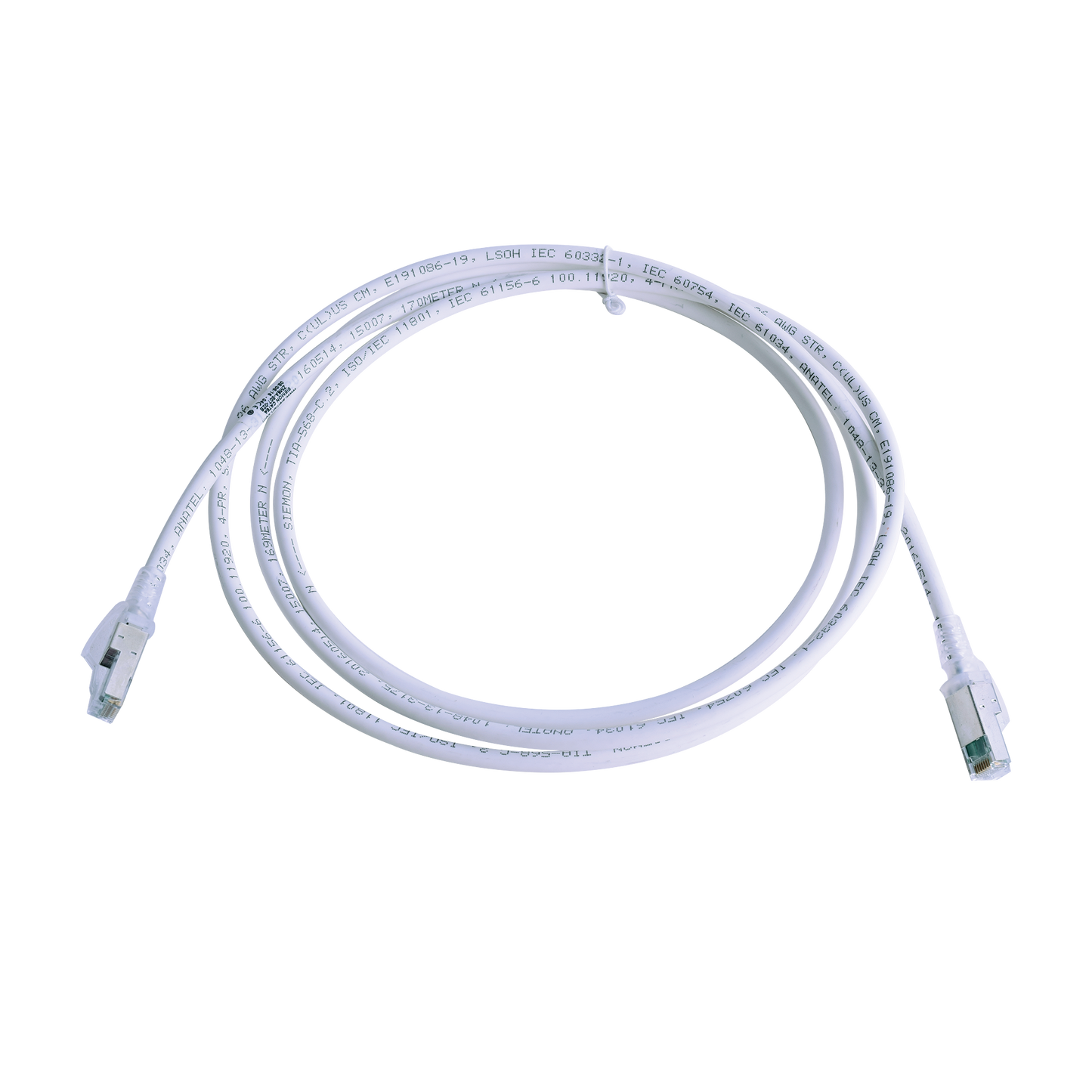 Patch Cord Z-MAX Cat6A S/FTP, CM/LS0H, 2.13 Metros (7 Pies), Color Blanco, Versión Bulk (Sin Empaque Individual)