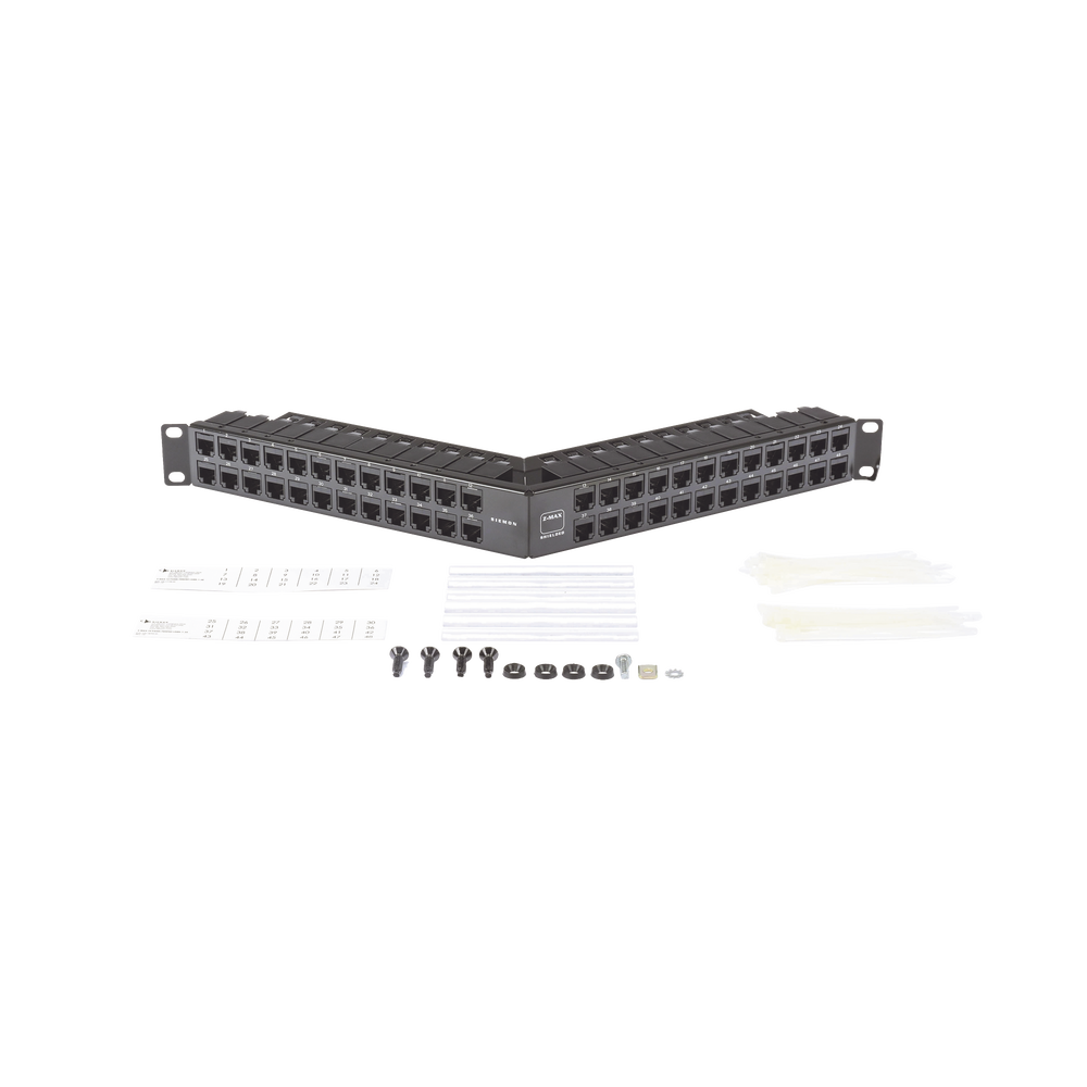 Patch Panel Z-MAX de 48 Puertos, Blindado, Modular (Vacío), Angulado, 1UR