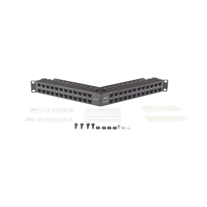 Patch Panel Z-MAX de 48 Puertos, Blindado, Modular (Vacío), Angulado, 1UR