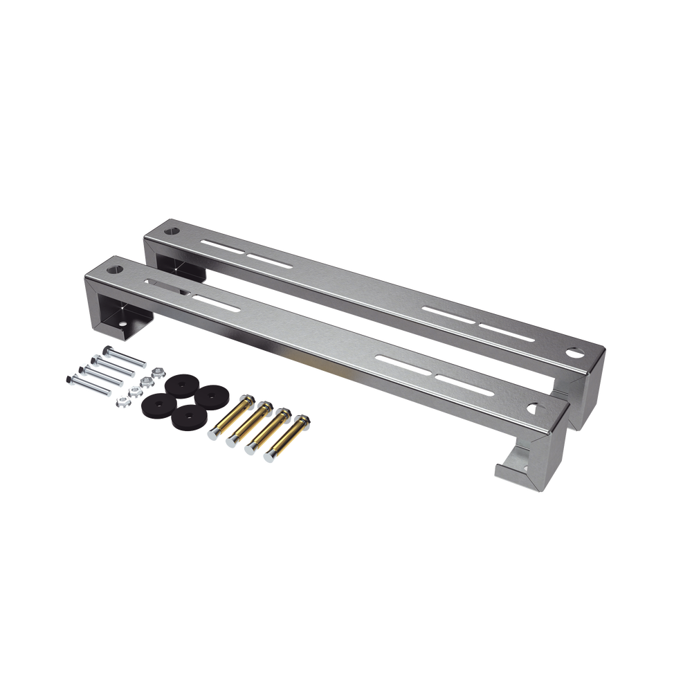 ZT-MPF-180 Base para piso universal ajustable para capacidades de 1 a 3 toneladas con pernos deslizables y amortiguación