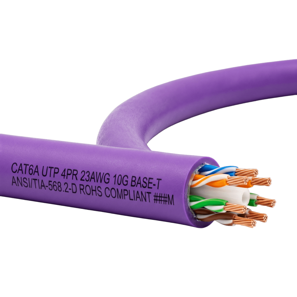 Bobina de Cable UTP de 4 Pares, Vari-MaTriX HD, Cat6A, 23 AWG, CMR (Riser), Color Violeta, 305 Metros (1000 Pies)