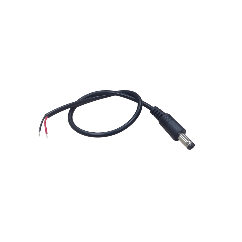 Cable con Conector Macho (Pigtail)  | Forro negro | Alimentación para Vcc con Puntas Libres / Polarizado / Largo 22 cm (8.66 Pulgadas) / Calibre 22AWG.
