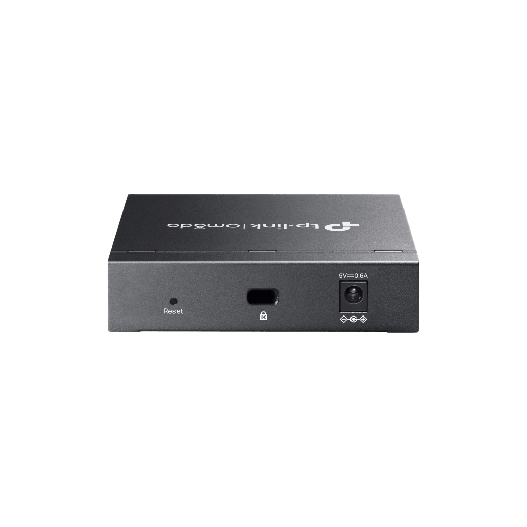 Switch Gestionado Omada SDN / 5 Puertos Gigabit RJ45 / 10 Gbps Capacidad Switching / 7.4 Mpps Forwarding Rate / Gestión Cloud Centralizada / VLAN 802.1Q / QoS 8 Colas Prioridad / Metal Fanless