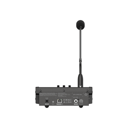 Micrófono IP SIP / Frecuencia 100Hz~6kHz / PoE IEEE 802.3 af / 10/100 Base-T / Protocolos SIP, HTTP, HTTPS / Seguridad SHA-2 / Certificaciones EMC y Safety