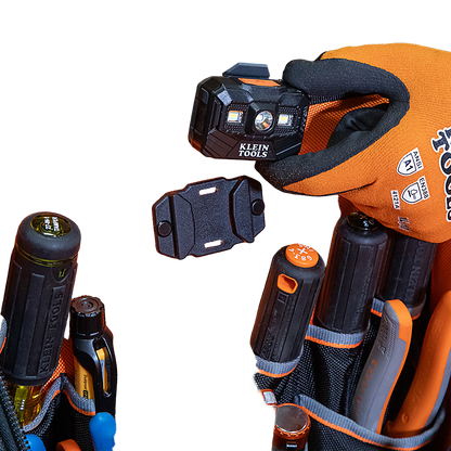 Mochila Profesional para Herramientas / 27 Bolsillos / Acceso Rápido y Estación de Trabajo / Base Moldeada Ancha / Interior Naranja / USB-C / Soporte para Lámpara