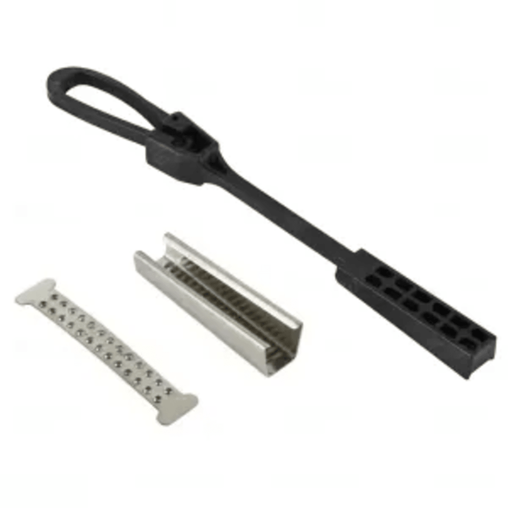 Tensor Plastico para Fibra Óptica Drop Plana de 5x2 mm, Span 80 metros (Termoplastico Resistente a los Rayos UV)