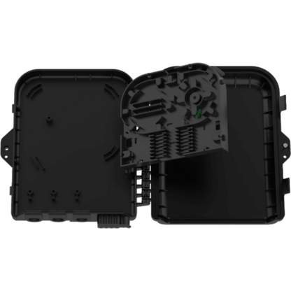 Cierre de Empalme para 24 fusiones de fibra óptica, Interior/Exterior, con 8 acopladores SC/APC y splitter 1x8 SC/APC Incluido, IP65, 3 Puertos para Fibra Troncal o Distribución