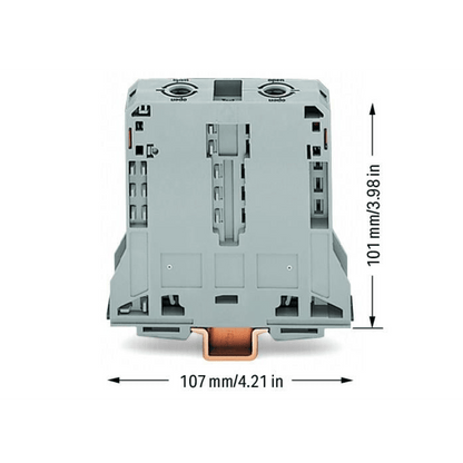 Borna de Paso para Corrientes Elevadas, 95 mm², POWER CAGE CLAMP, 2 Puntos de Conexión, 232 A, 1000 V, Montaje Carril DIN 35x15, Gris
