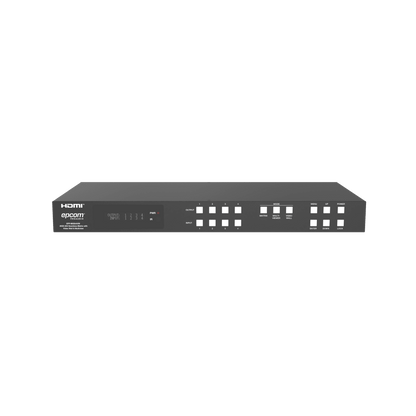 Switch de Video Matrix 4x4 HDMI 2.0 | 18Gbps Ancho de Banda | 4K2K@60Hz Resolución | 4 Entradas 4 Salidas HDMI | Audio LPCM y Dolby Digital | Control TCP-IP y RS-232 | Conectores Phoenix para Audio | Metal Enclosure