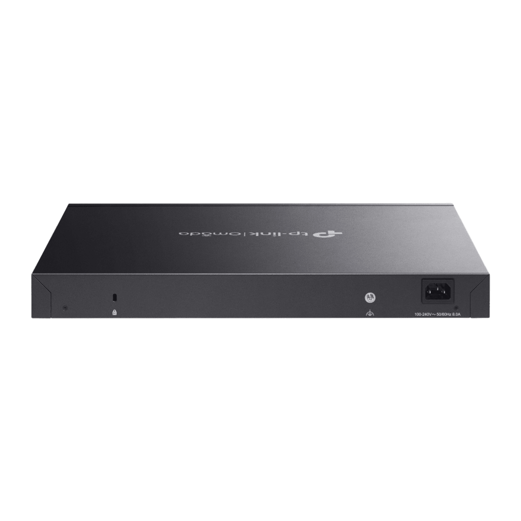 Switch Omada L3 SDN Administrable / 24 puertos PoE af/at Gigabit y 4 puertos SFP+ / Presupuesto PoE 720W / Funciones RIP, VRRP, Servidor DHCP / Administración centralizada OMADA / Fuente Redundante