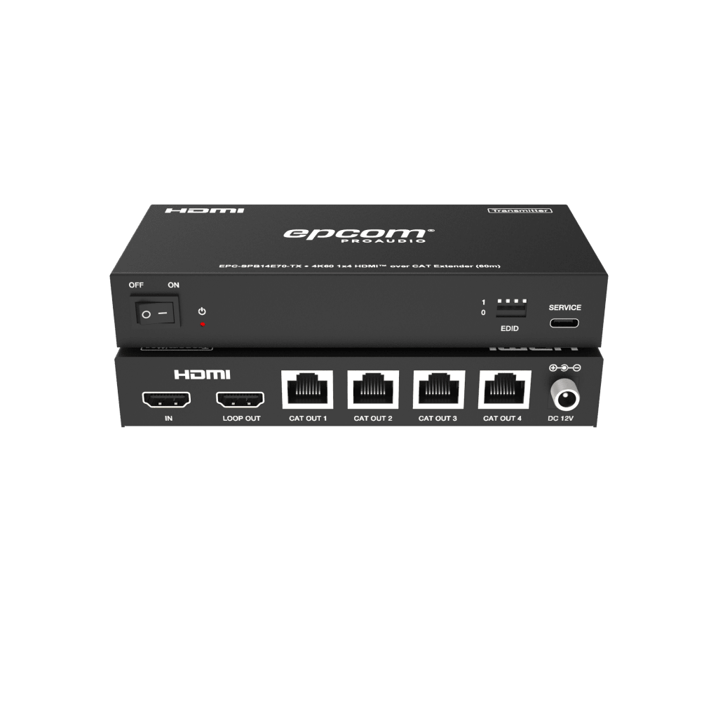 Splitter Extensor 1x4 | 4K@60Hz a 60m | 4K@30Hz a 70m | Cable Cat6 | EDID | HDCP 2.2 | Salida Loop