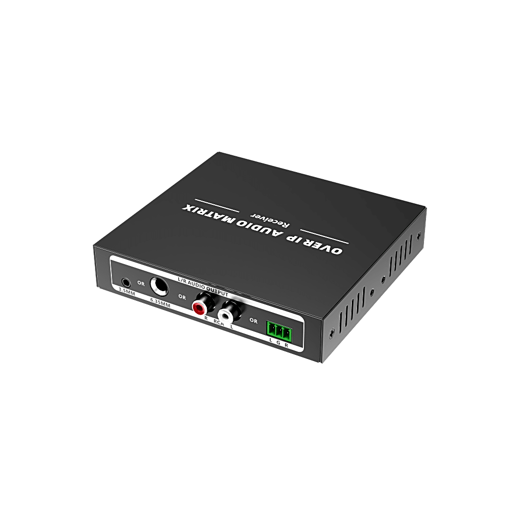 Extensor de Audio sobre IP | PCM 2.0 | 120 m | Matriz Flexible 1 a 1 / 1 a N / N a N | Interfaces Profesionales | Protección ESD | Solo Receptor