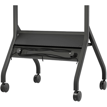 Carro Móvil para Pantalla Plana / 43" a 75"+ Displays / Altura Ajustable 49.8"-65.8" (126.5-167.1 cm) / Capacidad 150 lb (68 kg) / 4 Ruedas Dobles 4" (102 mm) / Gestión de Cableado Interno / Estructura Tubular / Incl