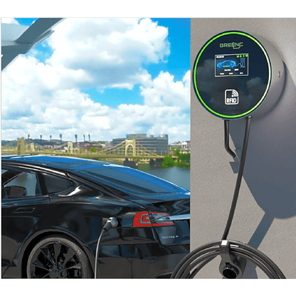 Estación de Carga para Vehículos Eléctricos / 48 A / 11.5 kW / Conector Tipo 1 (SAE J1772) / 220-250 V Monofásico / Pantalla LCD 4.3 in (10.9 cm) / Cable TPU 5 m (16.4 ft) / Plug and Play / APP Móvil / RFID / Carcasa Aluminio y UL94-V0