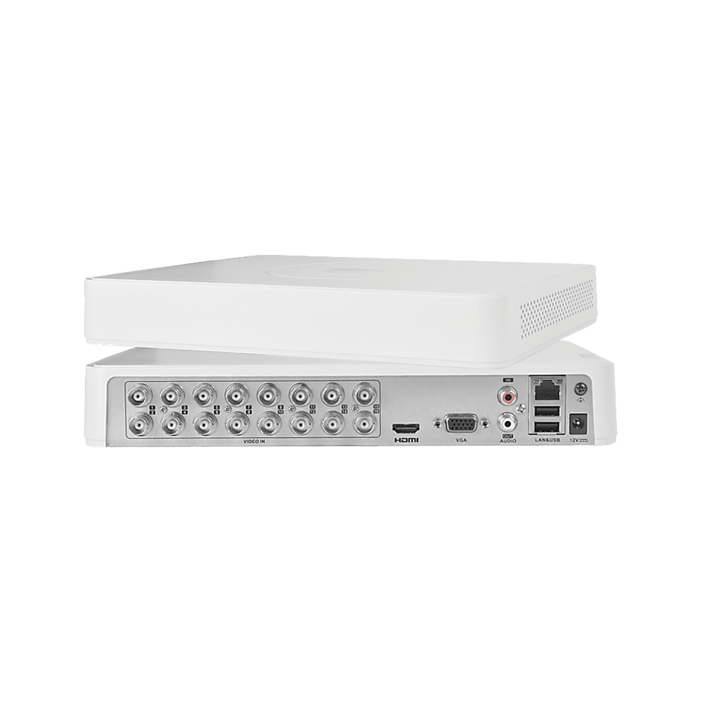 DVR 16 Canales TurboHD + 2 Canales IP / 2 Megapixel (1080p) Lite / Acusense Lite (Evita Falsas Alarmas) / Audio por Coaxitron y Bidireccional / 1 Bahía de Disco Duro / H.265+ / Salida de Video Full HD