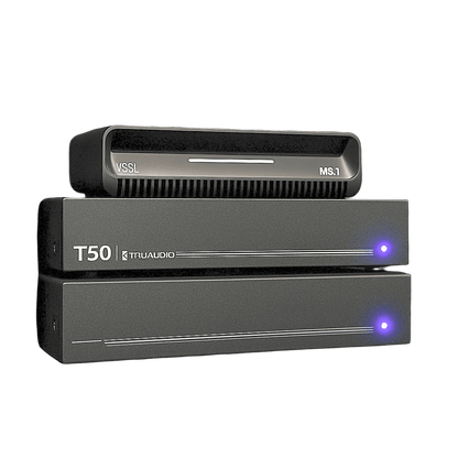 KIT Amplificador T50 y Streamer de Audio Modular MS.1 | PoE + USB-C | HDMI eARC + Óptica + RCA | Bluetooth LE Audio | WiFi | Control4-Crestron-Elan-RTI-URC-Savant-Lutron | AirPlay2-GoogleCast-SpotifyConnect