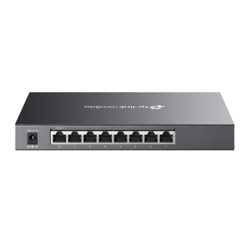 Switch Administrado Gigabit 8 Puertos / Omada SDN / 16 Gbps Capacidad Switching / Gestión Cloud y Local / VLAN / QoS / ACL / Sin Ventiladores / Montaje Pared-Escritorio