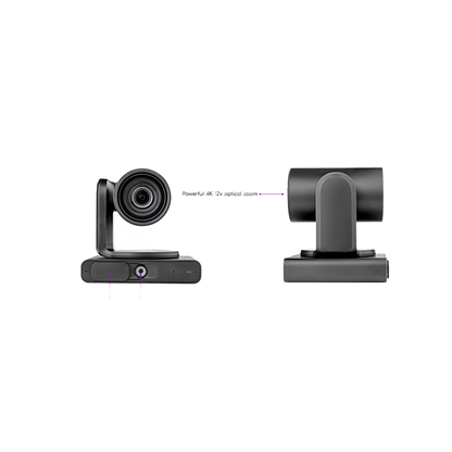 Cámara PTZ 4K Dual | Microsoft Teams Certified | 12x Zoom Óptico + Lente Panorámico 119° | Triple Micrófono Array | AI Auto-Framing | Speaker Tracking | Smart Gallery | PoE+ | USB 3.0