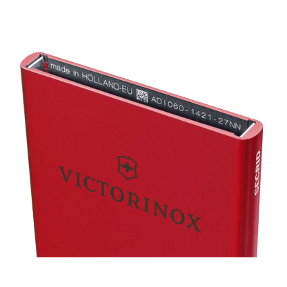 Tarjetero / Almacenamiento Seguro 4-6 Tarjetas / Aluminio Duradero / Protección RFID / Sistema Deslizamiento Patentado / Color Rojo.