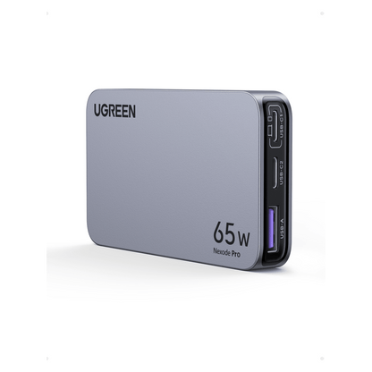 Cargador Rápido GaN 65W UGREEN / 2 Puertos USB-C + 1 Puerto USB-A / Tecnología GaN / Carga Rápida PPS PD 3.0 QC 4.0 / Compatibilidad Universal 100-240V / Diseño Compacto