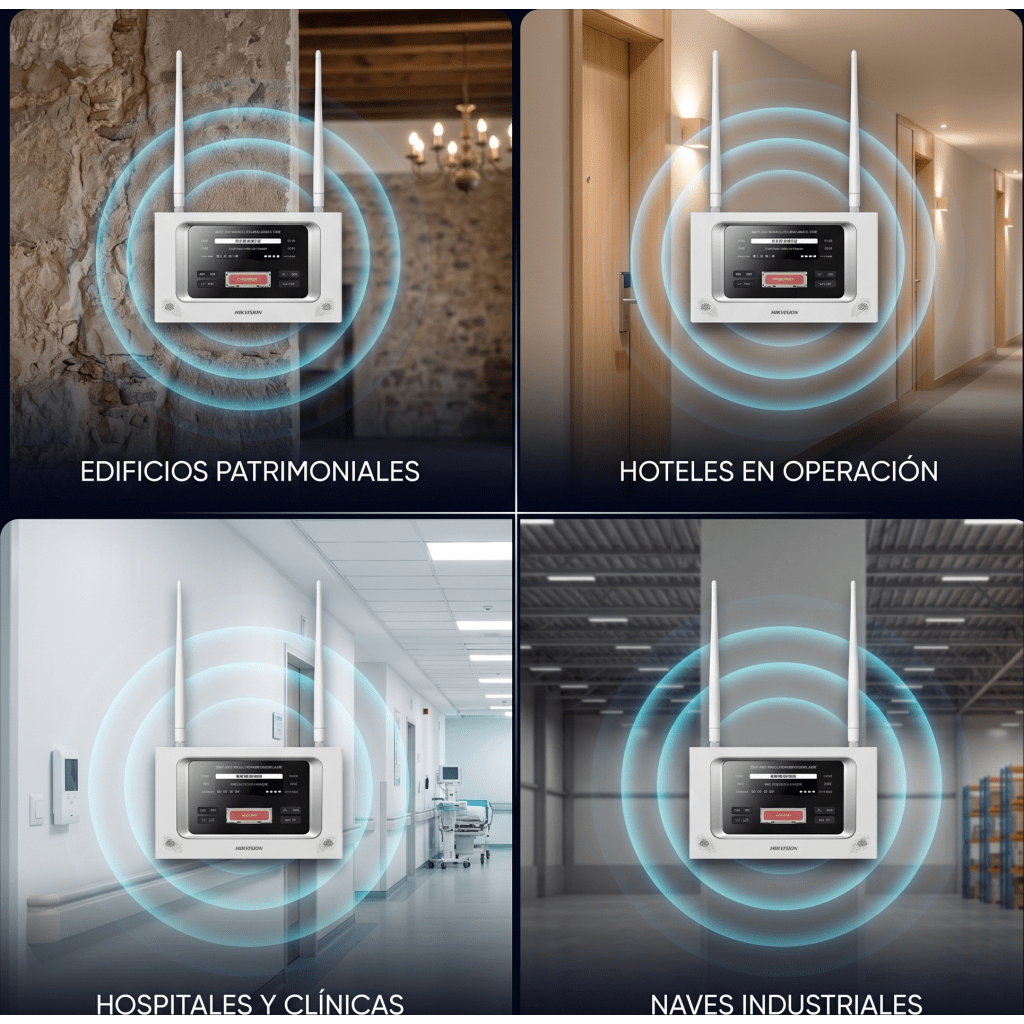 (HikFire) Panel Inalámbrico de Detección de Incendio (Gateway LoRa) / Pantalla LCD Táctil / Comunicación hasta 2 km / Gestión de 128 Dispositivos / Encriptación AES128 / Integración a HikCentral Professiona