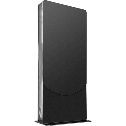 Kiosko modo Vertical para interior color Negro / Soporta Pantallas de 65" hasta 4" de Profundidad / Estructura de Acero con Placa Base 3/8" / 6 Salidas Supresor de Picos UL/cUL / Ventilación Termostática / Puertas de Acceso Se