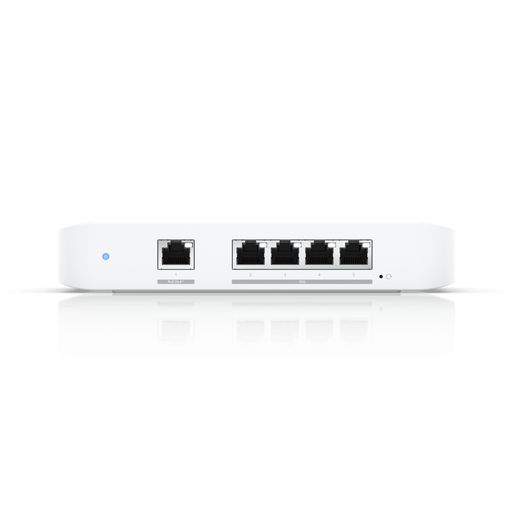 USW Flex XG Switch Capa 2, Compacto de 4 Puertos 10GbE, Puede ser Alimentado por un Puerto GbE PoE+ o con un Adaptador 5 Vcc USB-C