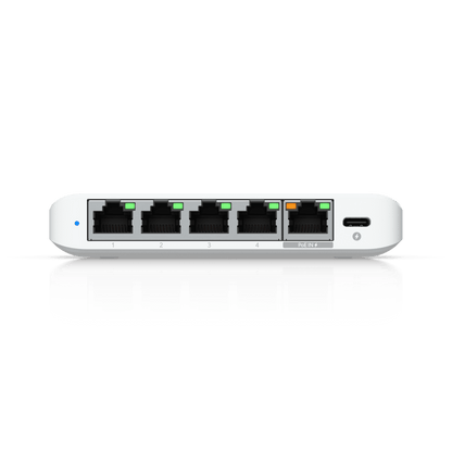 USW Flex Mini 2.5G Switch de 5 puertos 2.5G, Compacto, para Escritorio, se puede Energizar por PoE o con un Adaptador tipo USB-C