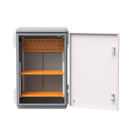 Gabinete de Acero Ventilado para Exterior 380 x 660 x 240 mm con Rieles DIN y 4 Placas Laterales para Montaje de Equipos por Fuera