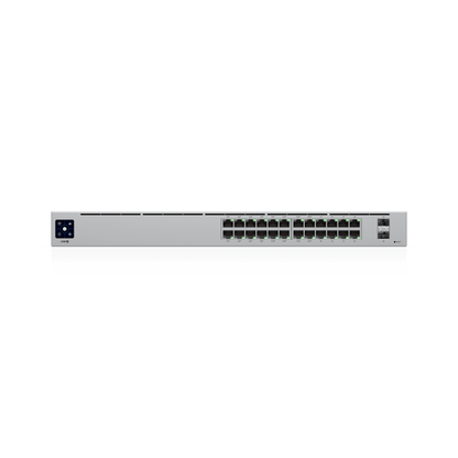 Switch UniFi Capa 2 / 24 Puertos Gigabit / 16 Puertos PoE+ 802.3af/at / 95W Total / 2 Puertos SFP 1G / Pantalla LCM / Sin Ventilador